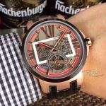 Perfect Replica Ulysse Nardin Executive Skeleton Tourbillon Rose Gold Black Leather Fake Watch